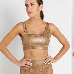 NWT IVL Collective One Shoulder Sports Bra Chipmunk Bronze Snake